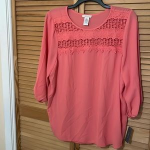 Plus size Pink/Salmon Flowy Blouse with Cutouts